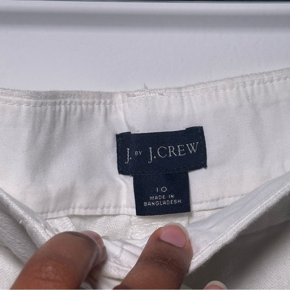 J by J.Crew White Linen Scalloped Women Shorts Size 10 - Picture 10 of 16